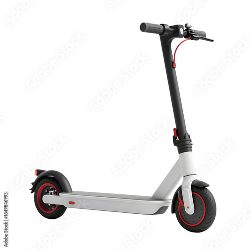 3d electric kick scooter icon in white transparent png background cutout	

