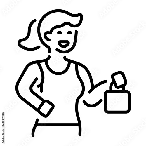 A line style icon showing happy customer