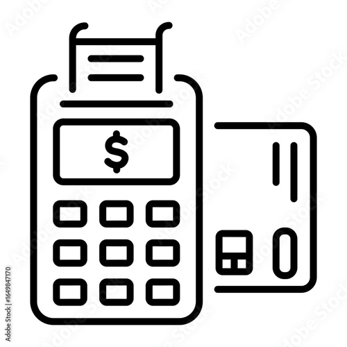 An outline style icon depicting card payment