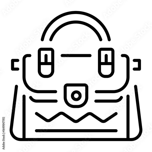 An outline style icon depicting bag
