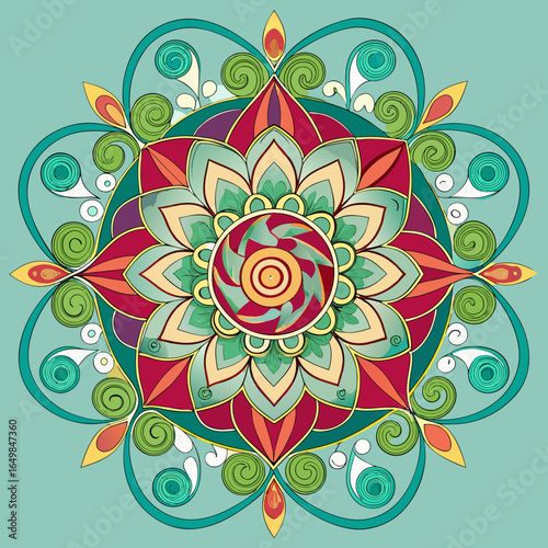 Intricate floral mandala design with swirling patterns isolated on white background silhouette