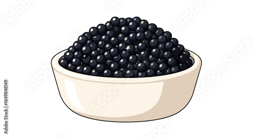 Delicious Black Caviar Pearls in Bowl Ready for Gourmet Culinary Use Isolated on Transparent Background