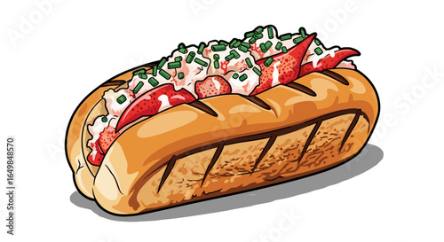 Delicious Lobster Roll Prepared with Fresh Seafood and Creamy Mayo Isolated on Transparent Background