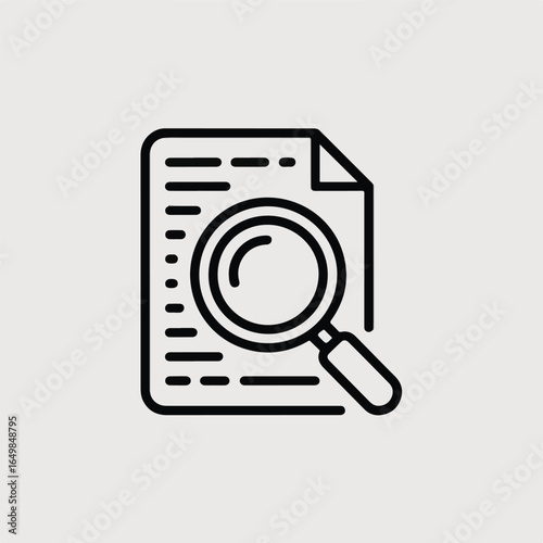 Magnifying glass analyzing document, perfect for research, investigation, and finding key information for reports and presentations