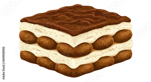 Delicious Tiramisu Dessert Layers Creamy Mascarpone Coffee Flavor Isolated on Transparent Background