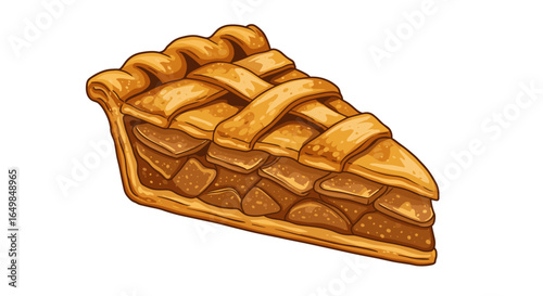 Deliciously Golden Baked Apple Pie Slice Isolated on Transparent Background Food