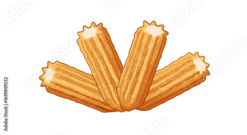 Delicious Sweet Churros Fried Pastry Crispy Dessert Food Isolated on Transparent Background Treat Snack