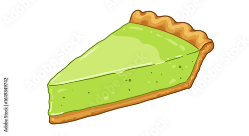 Delicious slice of lime pie with creamy green filling isolated on transparent background for sweet dessert