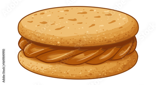 Sweet Caramel Sandwich Cookie Delight Enjoyable Treat Isolated on Transparent Background