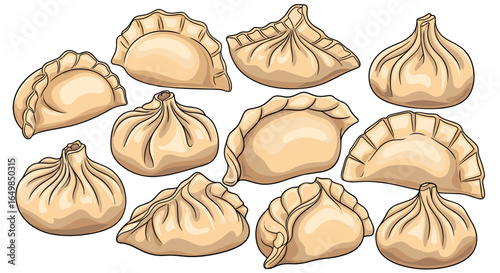 Delicious Steamed Dumplings Assortment Isolated on Transparent Background for Culinary Projects