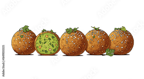 Delicious Fried Arancini Risotto Balls with Fresh Parsley Isolated on Transparent Background for Culinary Projects