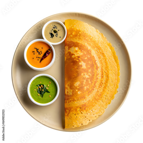 traditional South Indian dosa in white transparent png background cutout	