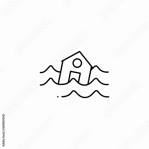 flood the house submerged icon sign vector