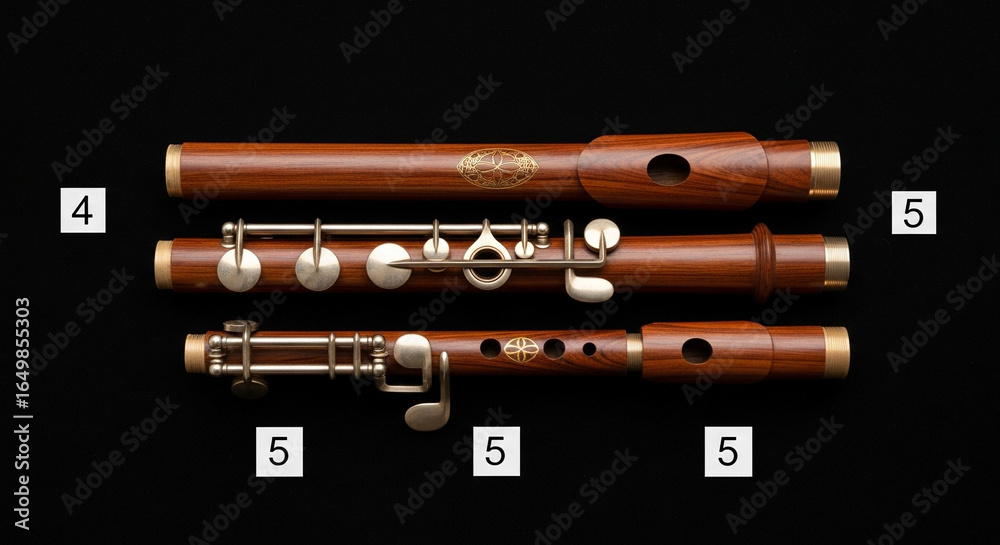 Naklejka premium close up of a flute on black