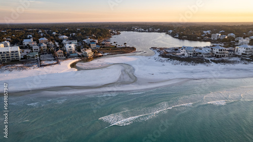 Photos Aerial View of Florida’s Scenic 30A Coastline Near Eastern Lake with Turquoise W