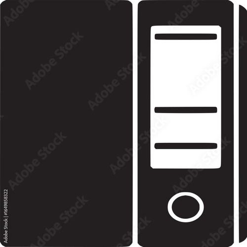 A simple black and white illustration of two office binders sitting side by side on a white background
