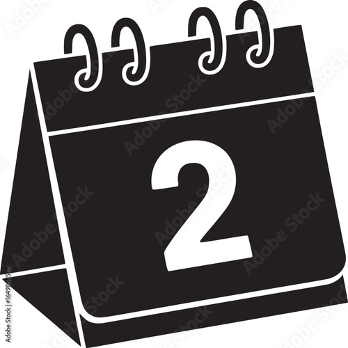 A black and white illustration of a calendar showing the second day of the month on a white background