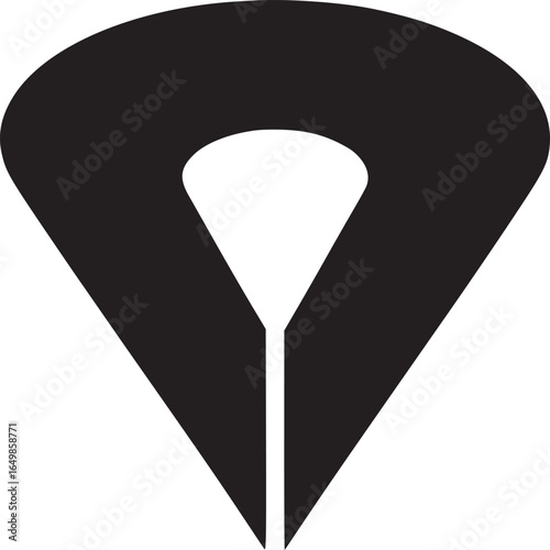 A minimalist black map pin icon with a white background showcasing a simple and clean design style