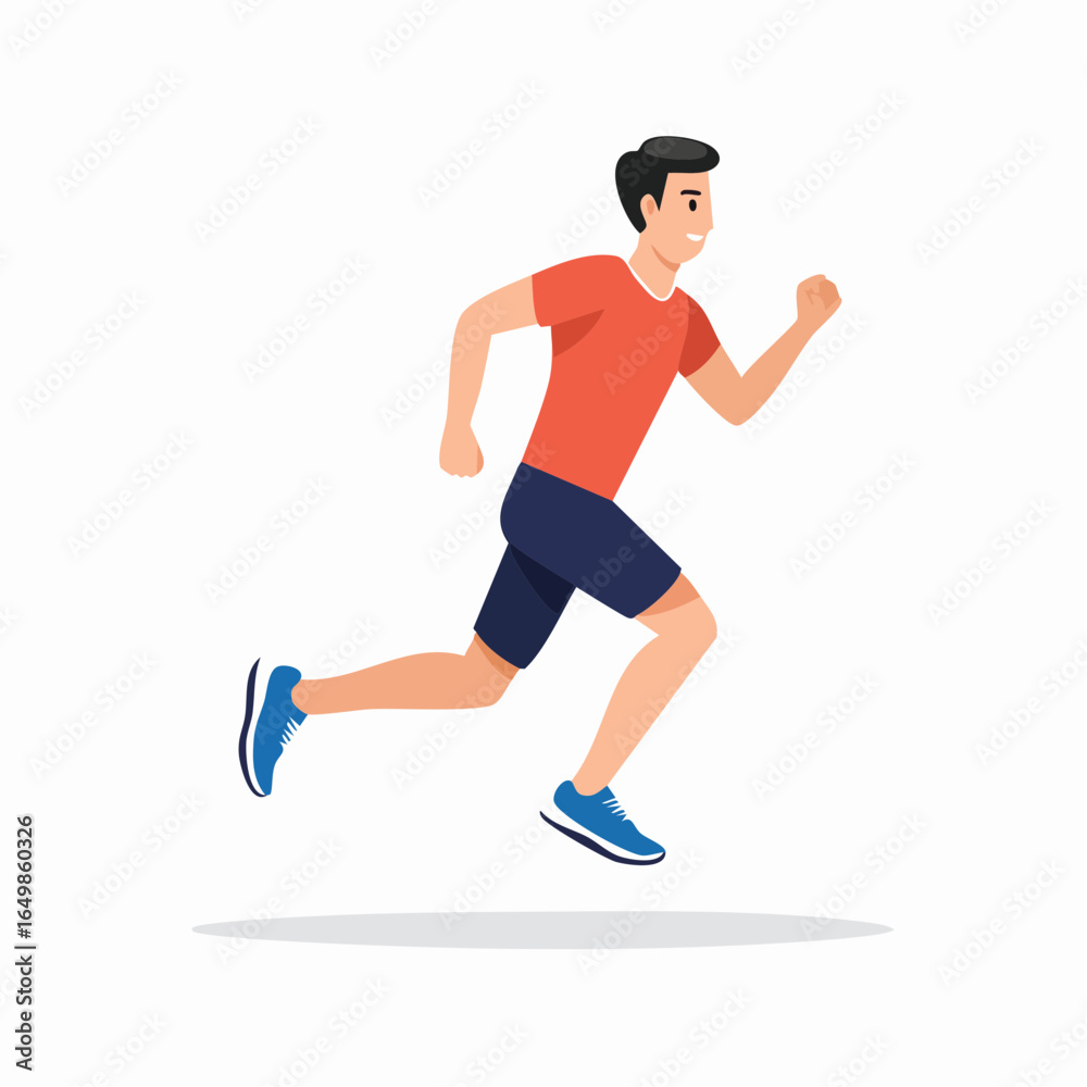 Fototapeta premium Minimal flat vector icon of a person running, representing exercise, fitness, and active healthy lifestyle, isolated on a white background.