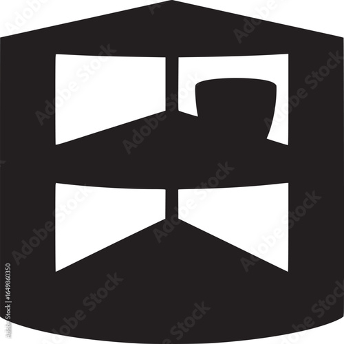 A black corner shelf with three tiers and a black vase on the middle shelf against white background