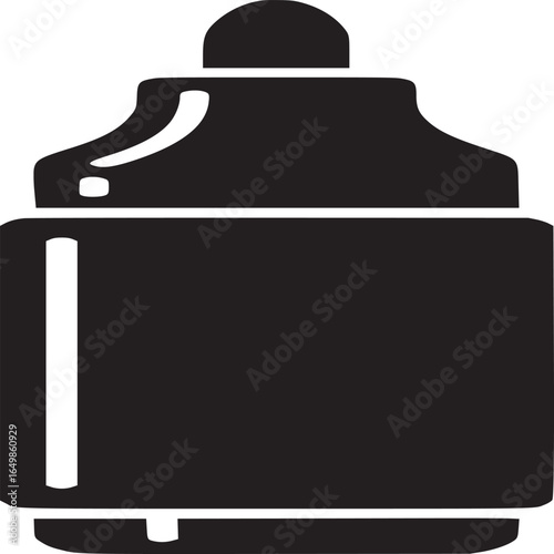 A simple black and white graphic illustration of a marker with a thick body and rounded tip on white