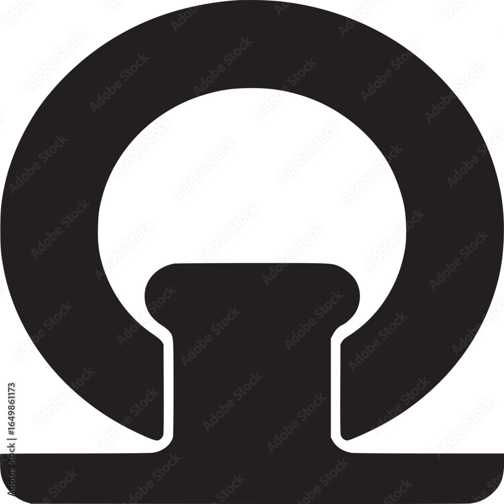 A simple black and white graphic design featuring a ring with a t shaped base on a white background A simple black and white graphic design featuring a ring with a t shaped base on a white background
