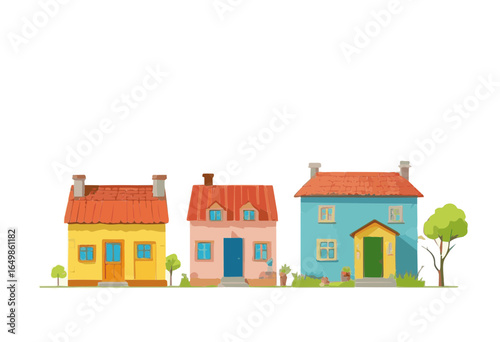 Casas coloridas com arquitetura simples. Vetor