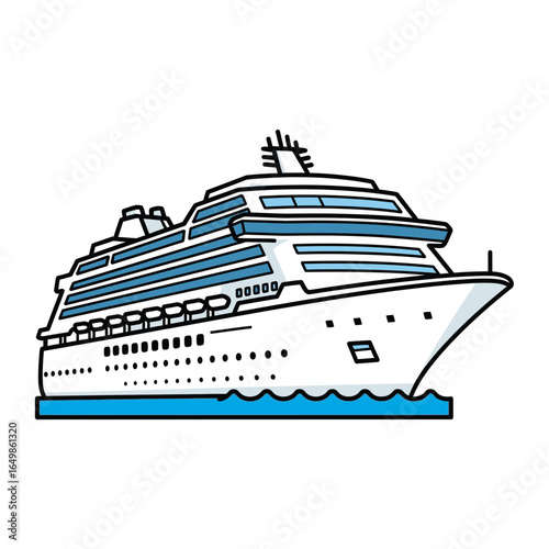 Cartoon cruise ship illustration, ready for vibrant adventures