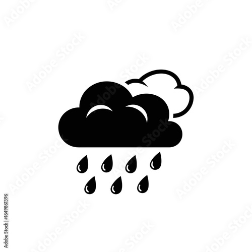Weather icon showing a rain cloud with falling raindrops