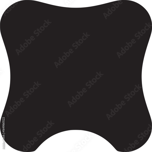 Abstract shape with curved edges in black against a white background simple and minimalist design art