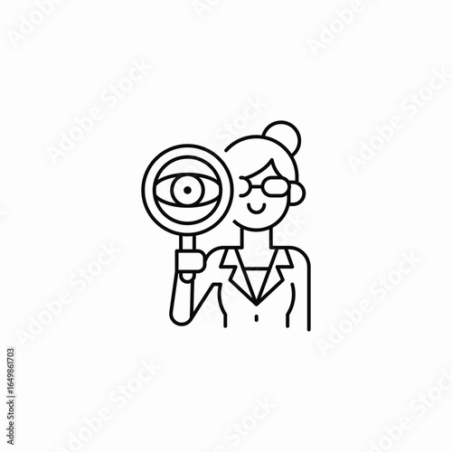 woman examining icon sign vector