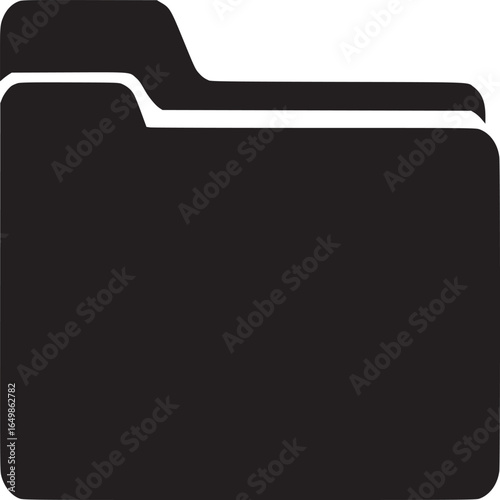 A black folder icon with rounded edges and a white background for file organization and storage needs