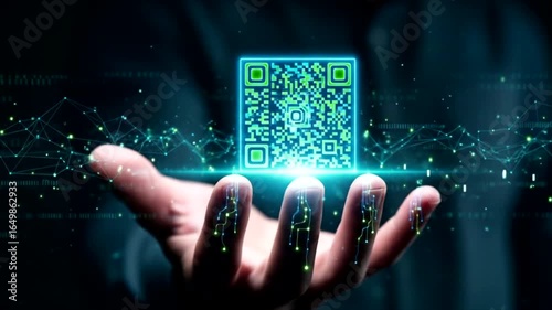 Digital Hand Holding a QR Code