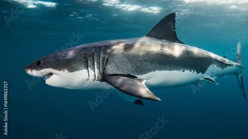 Majestic Great White Shark Underwater