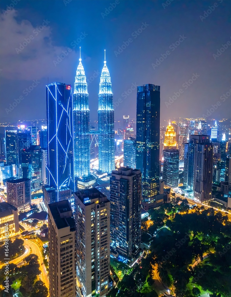 Fototapeta premium Illuminated cityscape at night