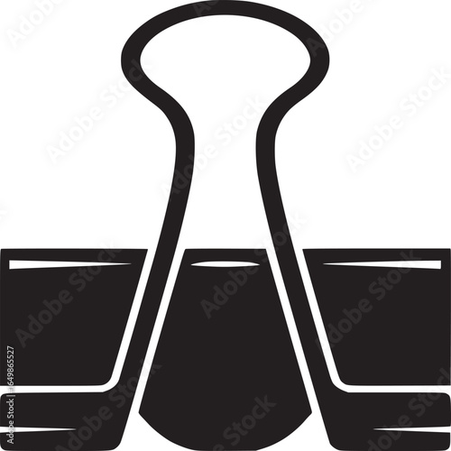 A black binder clip on a white background showcasing a simple design and clear contrast for office use