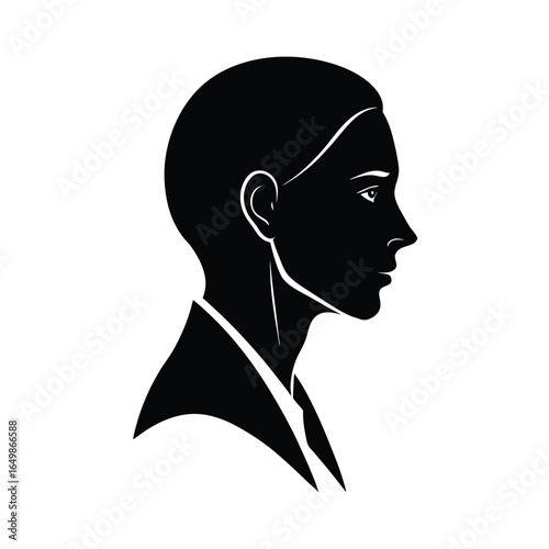 Silhouette profile a human face with outline details vector