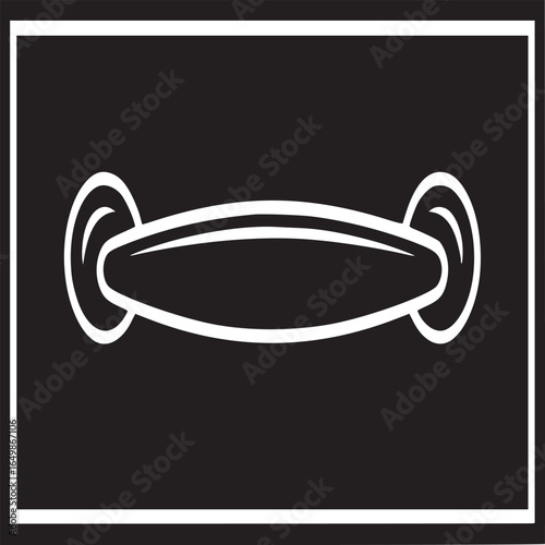 Isolated black and white graphic of a drawer pull in a rectangular frame on a white background