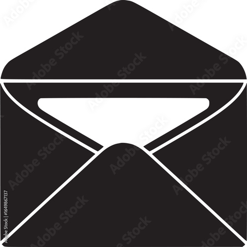 Free Download A minimalist black and white illustration of an open envelope on a plain white background - GFXLoad