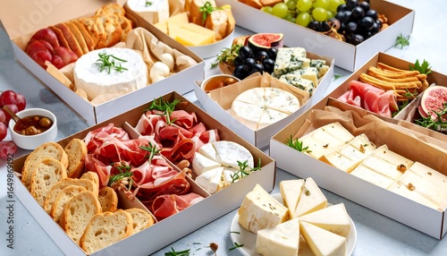 Assorted gourmet cheese and charcuterie boxes