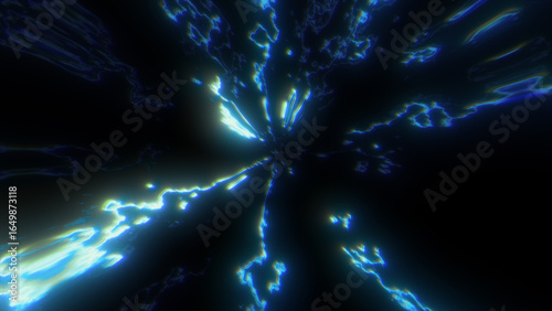 Wallpaper Mural An impressive image of futuristic blue curved lines illuminated by a bright gradient with a grain effect consisting of curved extended lines. Lines flicker in rapid motion Torontodigital.ca