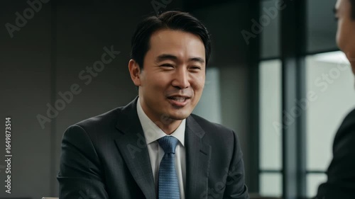 Wallpaper Mural Asian businessman smiling and nodding during a meeting in office   Torontodigital.ca