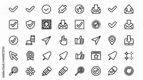 Collection of modern and versatile icon symbols for websites, apps, and digital interfaces, perfect for design projects and user experience