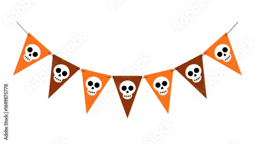 Spooky skull pennant banner graphic ready to decorate your Halloween party or add a festive touch transparent PNG, isolated background