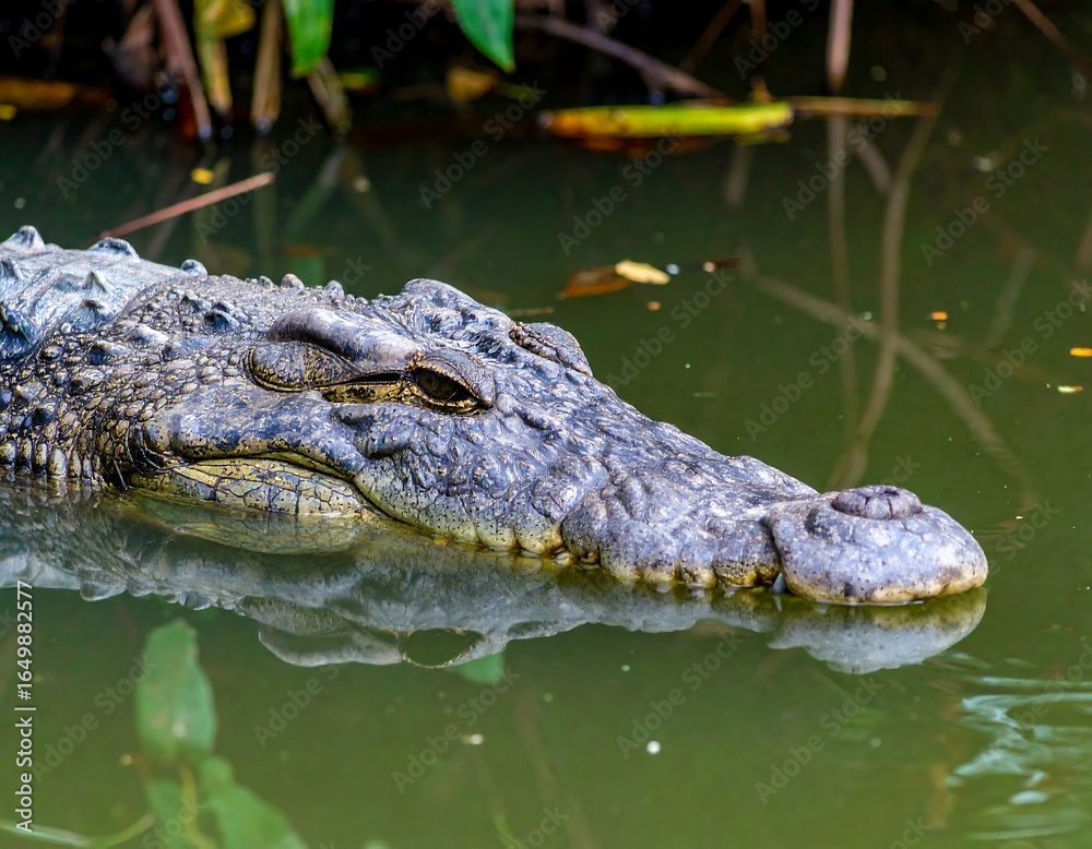 Fototapeta premium Croc in murky water