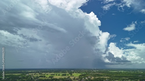 Timelapse Aerial View of Developing Thunderstorm over Southeast Texas Farmland