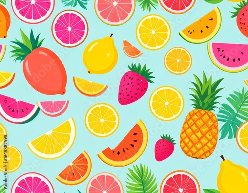 Seamless pattern with fruits