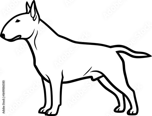 Bull terrier dog standing side view outline vector
