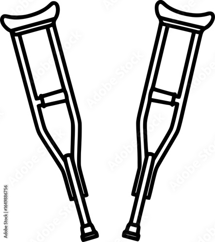 Crutches medical outline vector
