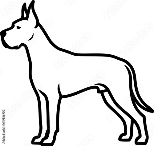 Great dane dog standing side view outline vector
